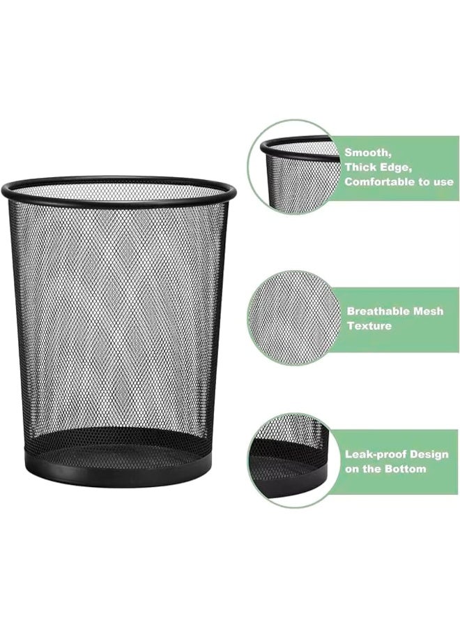 AKC Mesh Wastebasket Trash Can - Silver & Black Steel Round Bin for Office, Home, Bathroom, Bedroom - Lightweight, Durable, Open Top Garbage Can - Small/Medium/Large Sizes (6, Black - S) - Image 3