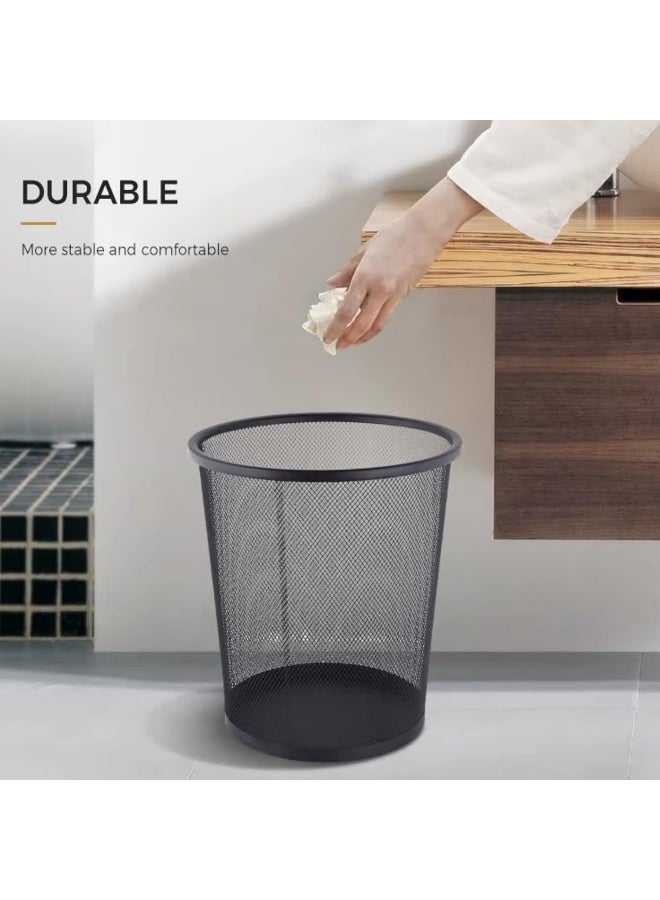 AKC Mesh Wastebasket Trash Can - Silver & Black Steel Round Bin for Office, Home, Bathroom, Bedroom - Lightweight, Durable, Open Top Garbage Can - Small/Medium/Large Sizes (6, Black - S) - Image 4