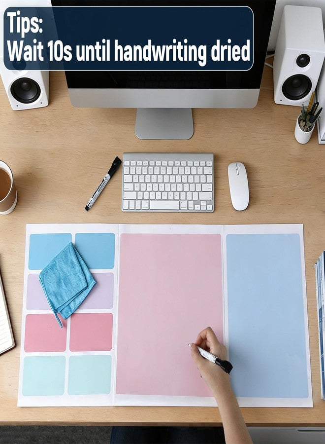 Lonfliness Dry Erase Desk Mat, Large Mouse Pad, Erasable Writing White Board for Making Plans, Self Adhesive Desktop Protector with 2 Wet Erase Markers & 1 Eraser for Home Office School 36"x16" (Pink Blue) - Image 4
