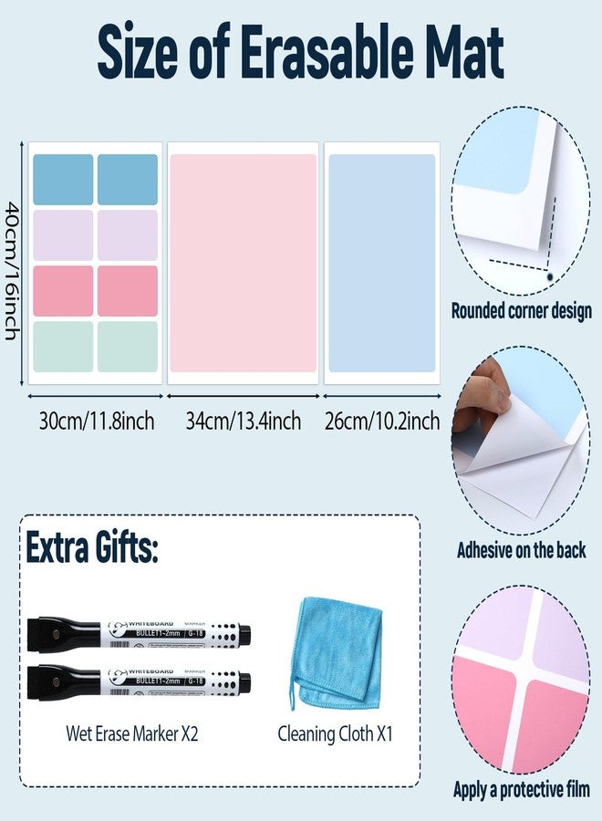 Lonfliness Dry Erase Desk Mat, Large Mouse Pad, Erasable Writing White Board for Making Plans, Self Adhesive Desktop Protector with 2 Wet Erase Markers & 1 Eraser for Home Office School 36"x16" (Pink Blue) - Image 2