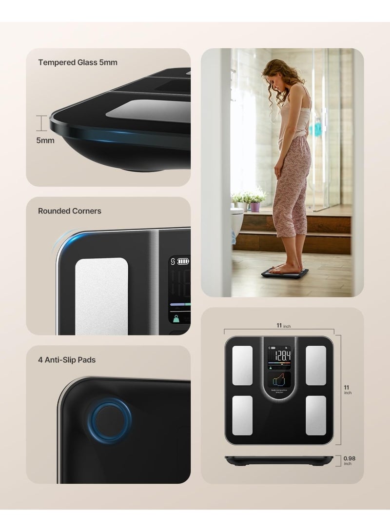ميزان ذكي لوزن الجسم – معتمد من إدارة الغذاء والدواء – شاشة 9 في 1 و22 مقياس للجسم – دقة عالية ومثالي للاستخدام اليومي - Image 3
