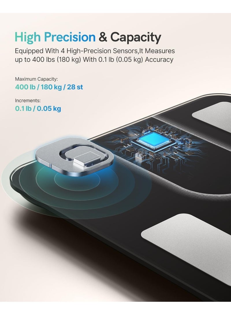 ميزان ذكي لوزن الجسم – معتمد من إدارة الغذاء والدواء – شاشة 9 في 1 و22 مقياس للجسم – دقة عالية ومثالي للاستخدام اليومي - Image 4