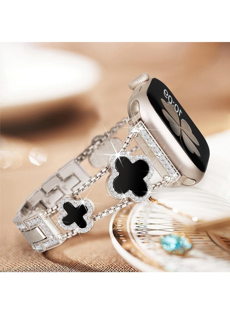 Y&D For Apple Watch 42/44/45MM Fashion Diamond Clover Metal Strap  - Image 2