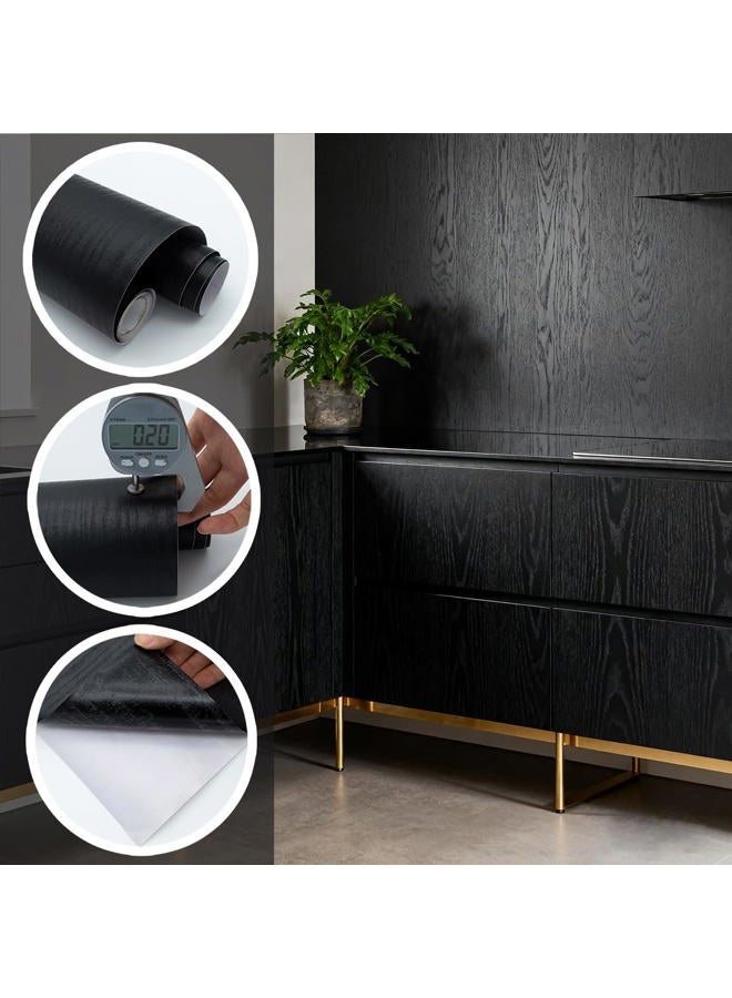 Yancorp 16" x120"Matte Black Contact Paper Black Wallpaper Peel and Stick for Countertops Removablefor Cabinets Desk Wrap Self-Adhesive Stick on Kitchen Bathroom - Image 2