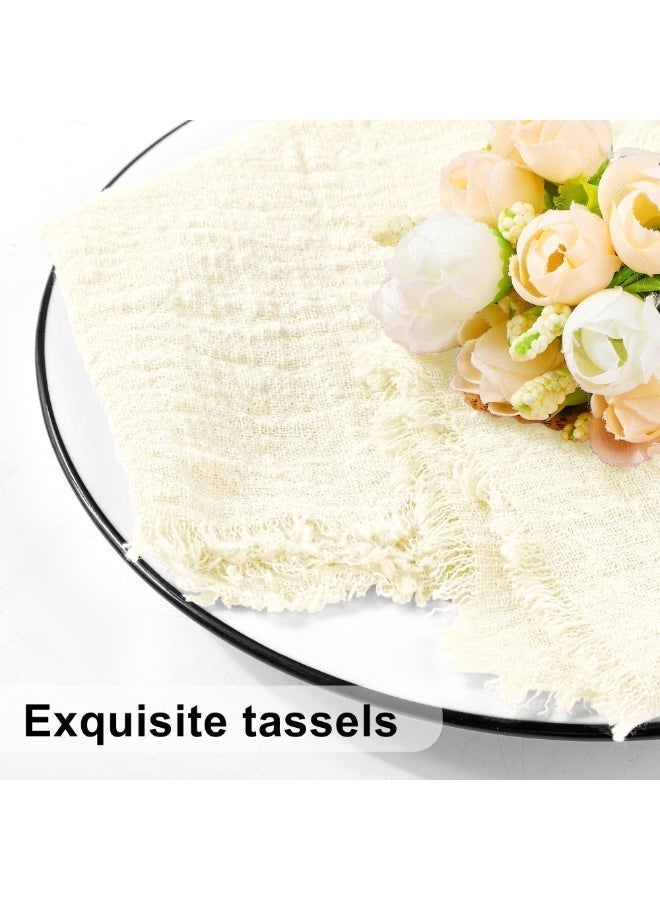HOMESTAR 12PCS Cotton Linen Cloth Napkin, Handmade Cloth Napkin with Fringe, 17 x 17 Inch Soft Dinner Wedding Napkins Square Rustic Fringe Table Napkins for Dinners, Parties, Weddings, Beige - Image 5