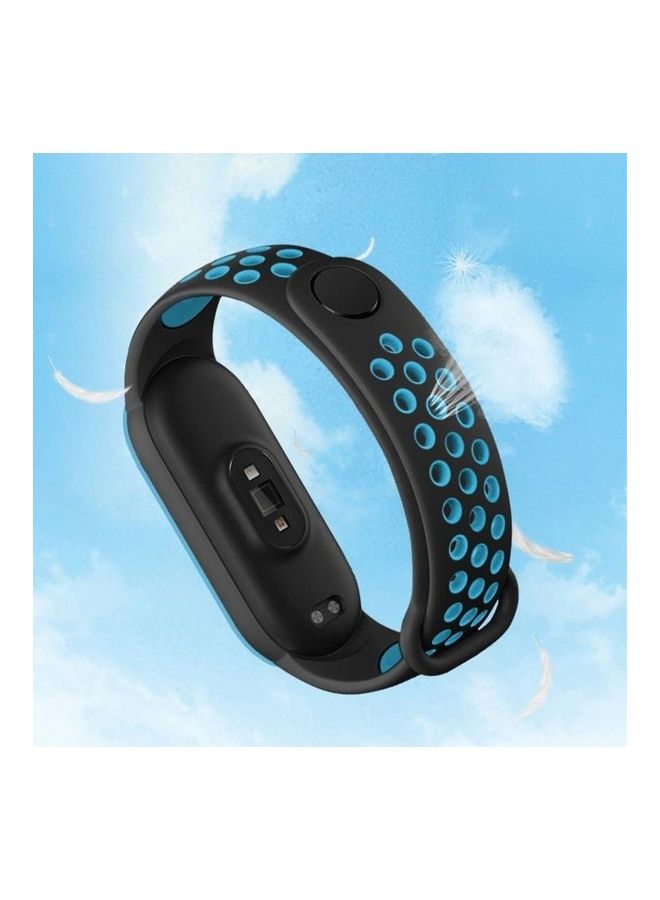 NIBEMINENT Replacement Silicone Strap For Xiaomi 5/Mi Band 6 Black/Blue  - Image 3