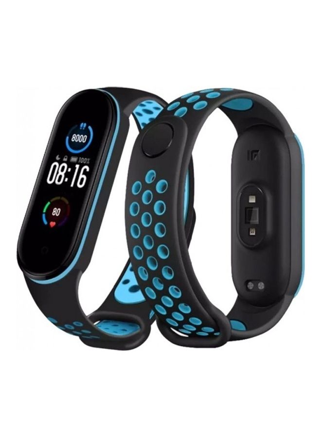 NIBEMINENT Replacement Silicone Strap For Xiaomi 5/Mi Band 6 Black/Blue  - Image 2