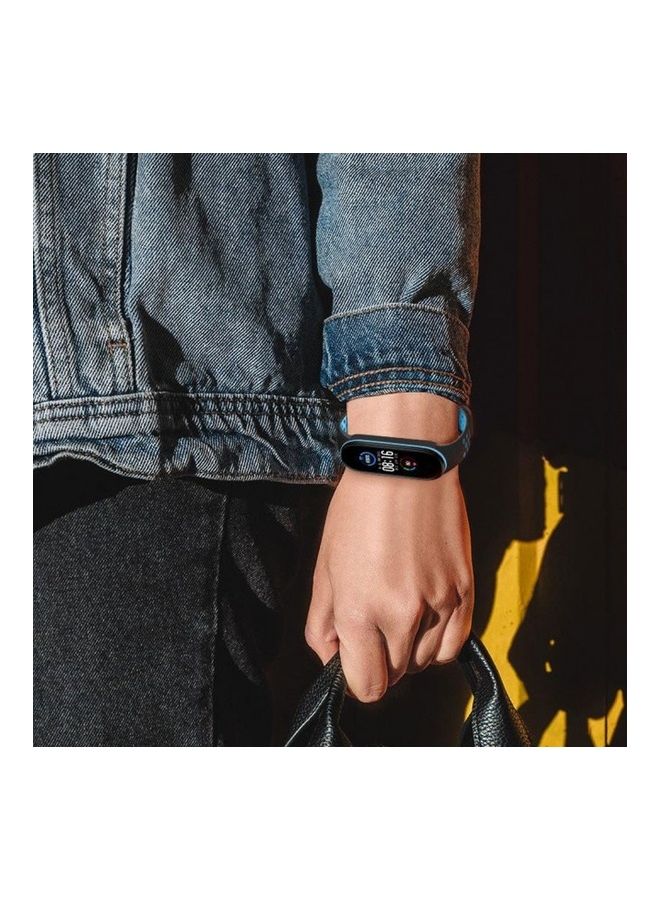 NIBEMINENT Replacement Silicone Strap For Xiaomi 5/Mi Band 6 Black/Blue  - Image 5