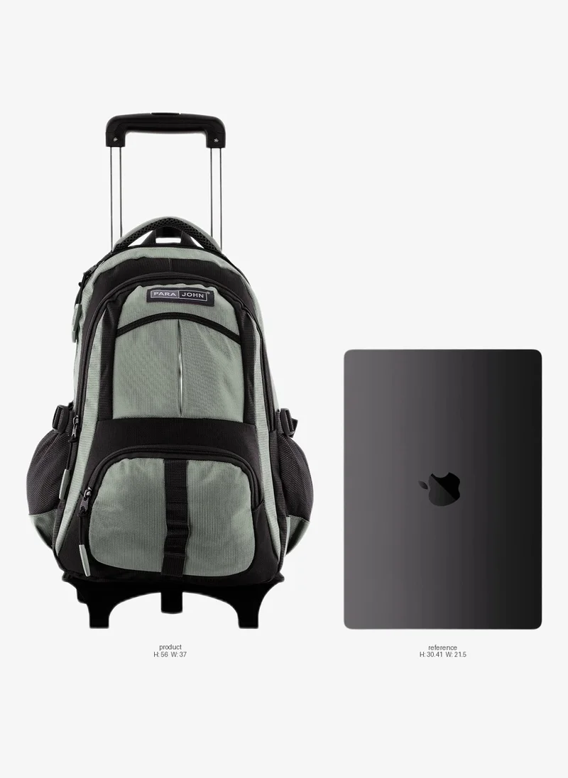 PARAJOHN Unisex Rolling Trolley Backpack with Adjustable Strap for School, College, Office, Business and Travel - 20 Inches Green
