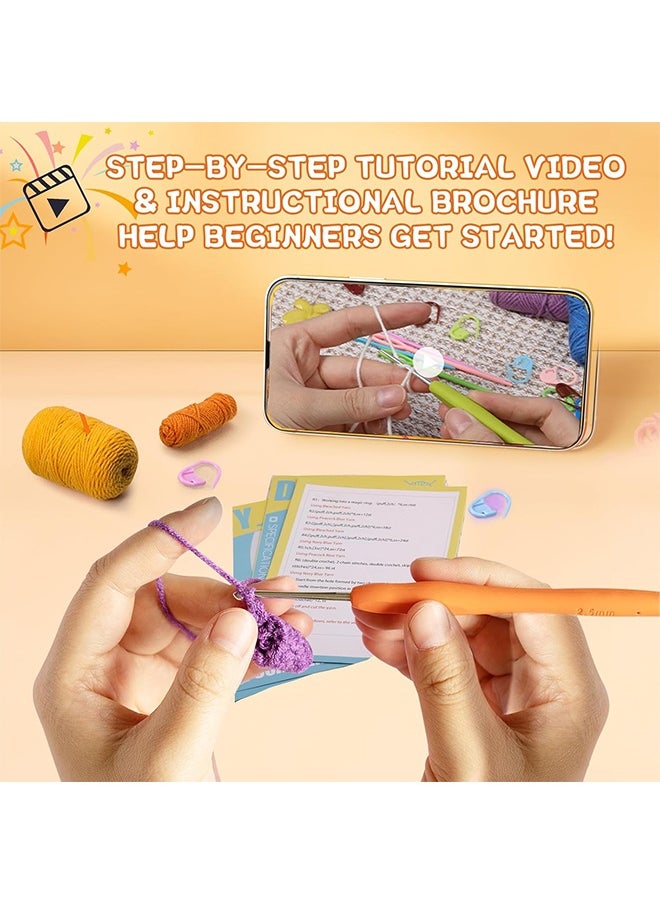 Lemon Crochet Kit for Beginners - Crochet Starter Kits with Step-by-Step Video Tutorials, Beginner Crochet Kit for Adults Kids Crochet Lovers (Coaster)  - Image 5