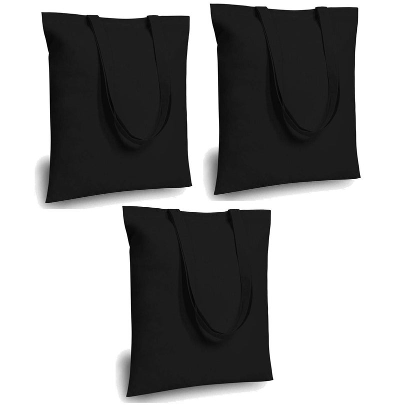 Lify Canvas Tote Bags Bulk Shopping Bag For Crafts, Diy Reusable Grocery Bag, 14 X 16 Inch 3 Piece Pack (Black- 3Pcs, 14 (35.56 Cm) X 16 (40.64 Cm), Unisex-Adult) - Image 1