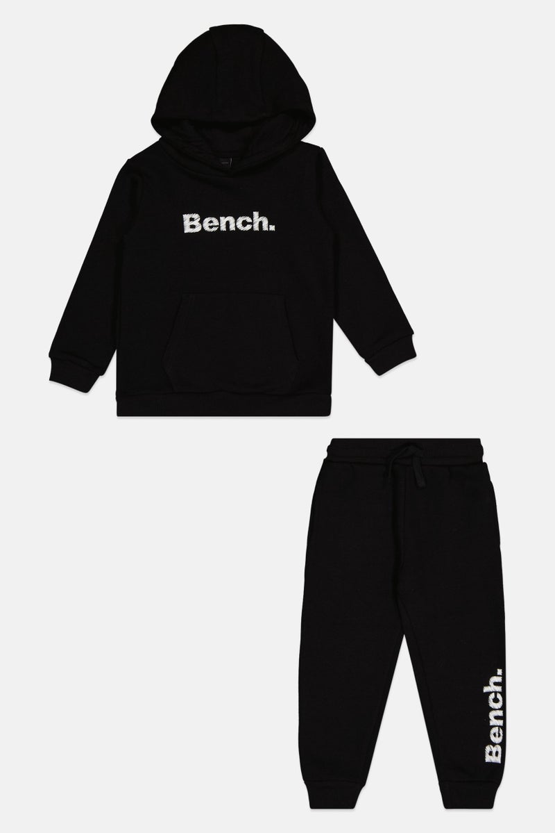 Bench Kids Boy 2 Pieces Brand Logo Hoodie And Jogger Pants, Black - Image 3
