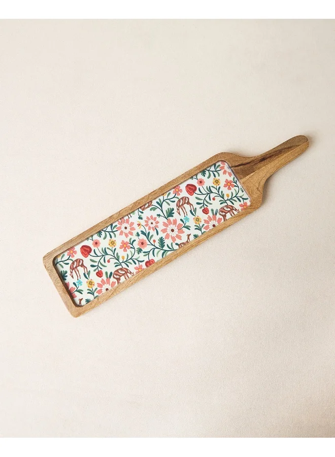 Chumbak Hangul Wooden Snack Platter, 17"x4" | Kashmir Trails