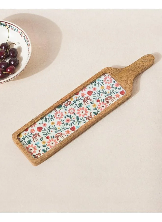 Chumbak Hangul Wooden Snack Platter, 17"x4" | Kashmir Trails