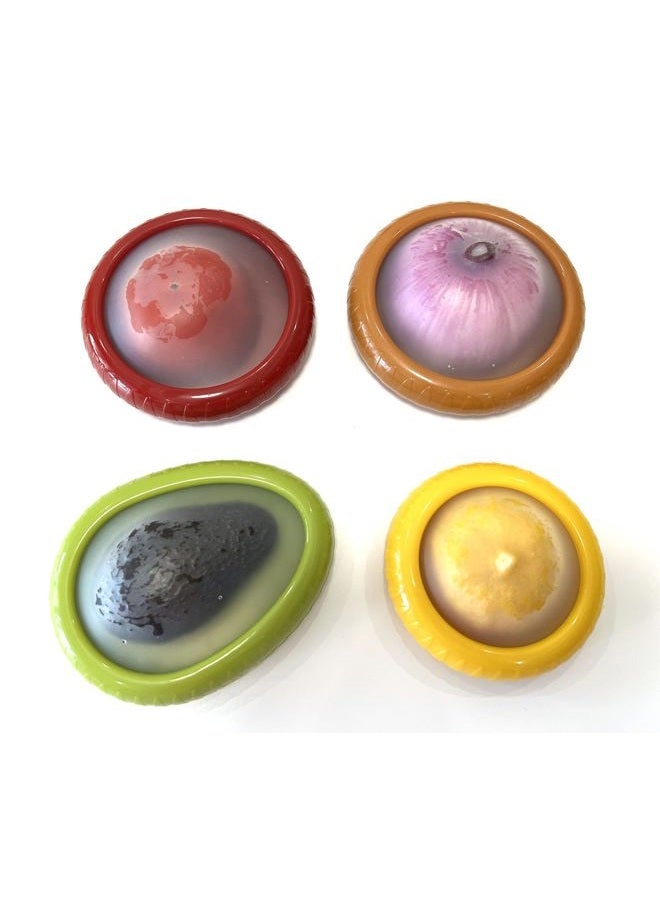 halteoly 4PC Silicone Fruit and Vegetable Storage Containers Set for Fridge, Onion Storage Container, Avocado keeper,Tomato Saver,and Lemon holder - Image 1