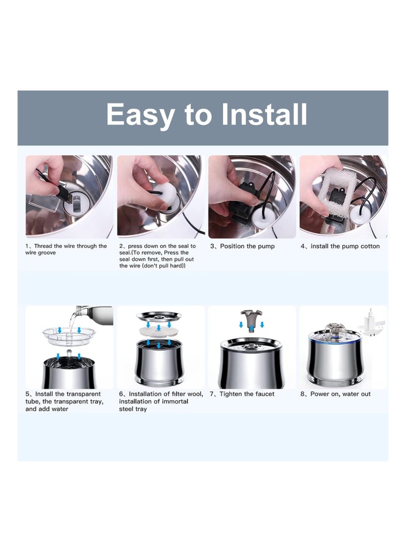 Dubkart Ultra-Quiet Dog Drinking Dispenser with Shortage Mode, Water Bowl Fountain with Filters, USB Adapter and Clean Brush - Image 5