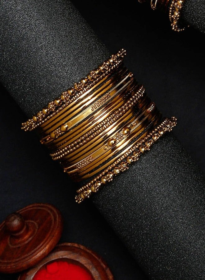 YouBella Antique Look Gold Plated Traditional Bracelet Bangle Set for Women (2.6) - Image 2
