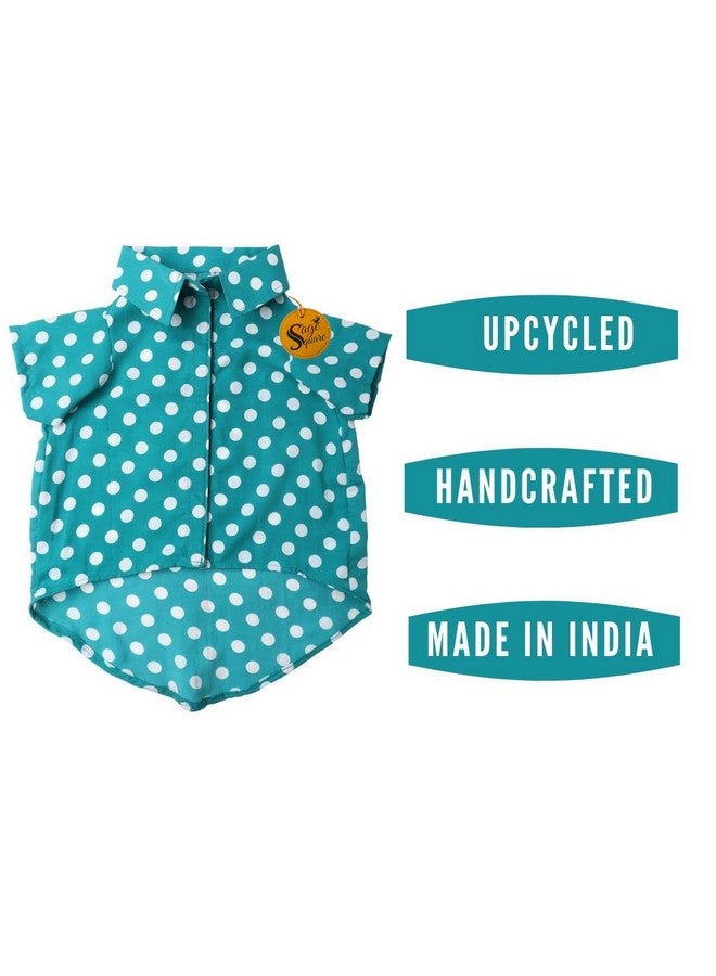 سايج سكوير قميص كلاب مطبوع عليه شعار Crazy، قميص كلاب رائج، خفيف الوزن وناعم للغاية، ملابس كلاب مريحة وجيدة التهوية، ملابس عصرية (أزرق سماوي بولكا) (صغير جدًا - 12 بوصة) - Image 3