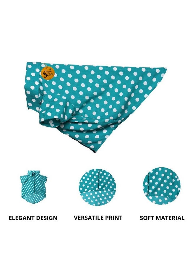 سايج سكوير قميص كلاب مطبوع عليه شعار Crazy، قميص كلاب رائج، خفيف الوزن وناعم للغاية، ملابس كلاب مريحة وجيدة التهوية، ملابس عصرية (أزرق سماوي بولكا) (صغير جدًا - 12 بوصة) - Image 2