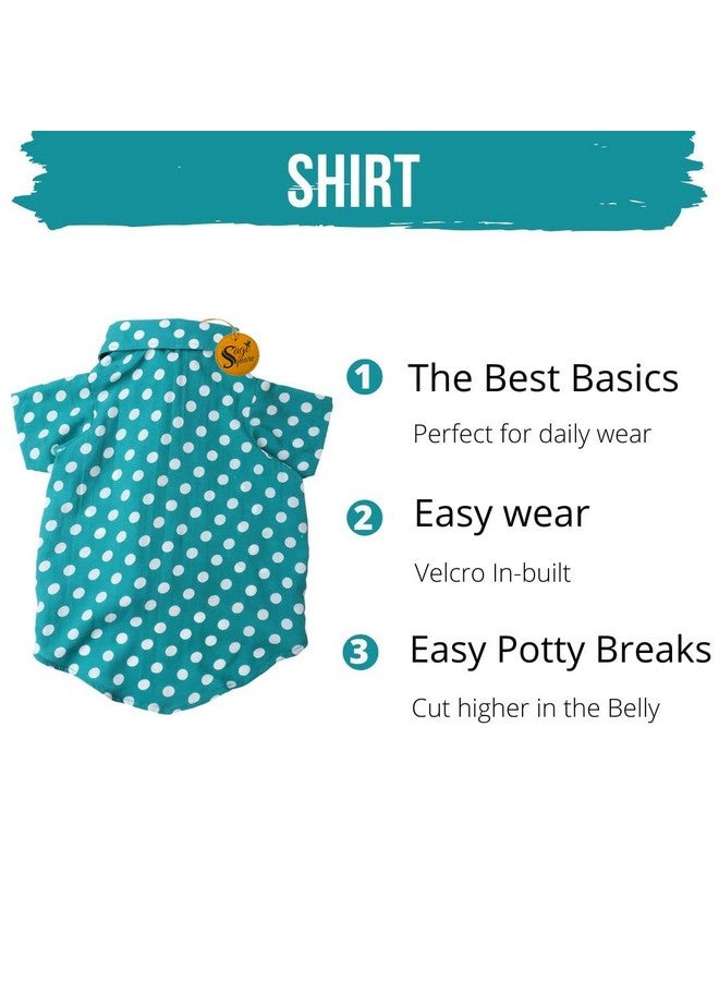 سايج سكوير قميص كلاب مطبوع عليه شعار Crazy، قميص كلاب رائج، خفيف الوزن وناعم للغاية، ملابس كلاب مريحة وجيدة التهوية، ملابس عصرية (أزرق سماوي بولكا) (صغير جدًا - 12 بوصة) - Image 5