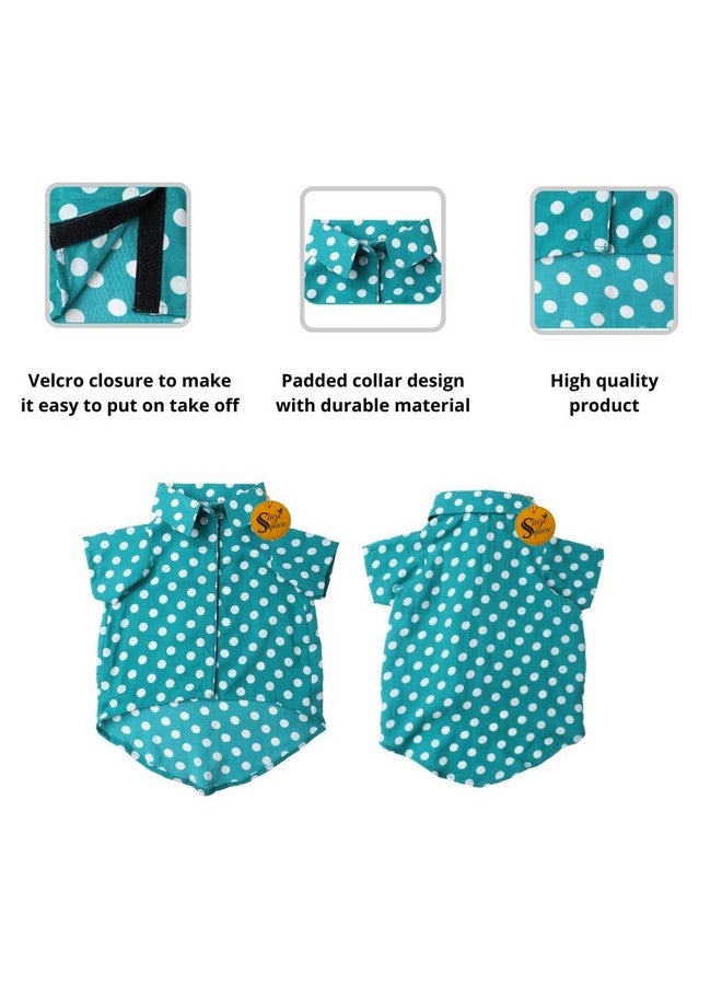 سايج سكوير قميص كلاب مطبوع عليه شعار Crazy، قميص كلاب رائج، خفيف الوزن وناعم للغاية، ملابس كلاب مريحة وجيدة التهوية، ملابس عصرية (أزرق سماوي بولكا) (صغير جدًا - 12 بوصة) - Image 4