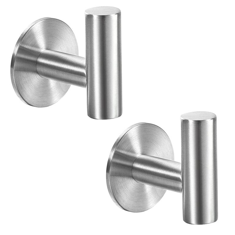 Vuzvuv Adhesive Brushed Nickel SUS304 Stainless Steel Towel Hooks â€“ Heavy Duty Waterproof, Self-Adhesive Coat Robe Hook for Bathroom, Kitchen, Hotel (2-Pack) - Image 1