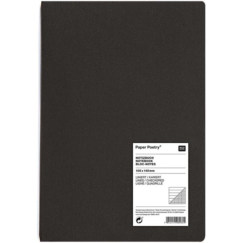 RICO DESIGN 2In1 Notebook - Black (Lined/Squared)