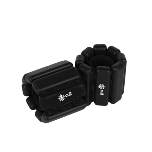 Cult Adjustable Ankle & Wrist Weights 900 g Removable 60 g Slots with Skin-Safe Silicone Coating– Ideal for Strength Training, Cardio, Yoga & Pilates Pair of 2 Black - Image 1