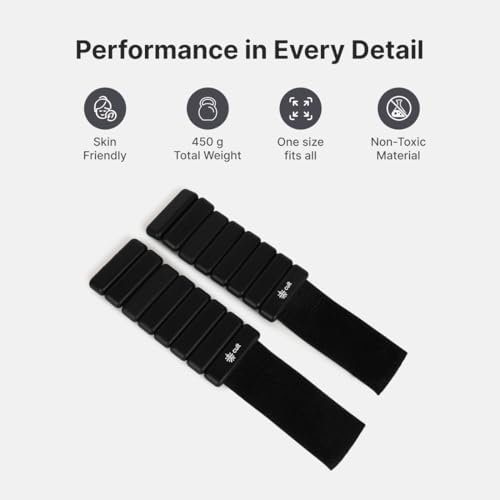 Cult Adjustable Ankle & Wrist Weights 900 g Removable 60 g Slots with Skin-Safe Silicone Coating– Ideal for Strength Training, Cardio, Yoga & Pilates Pair of 2 Black - Image 4