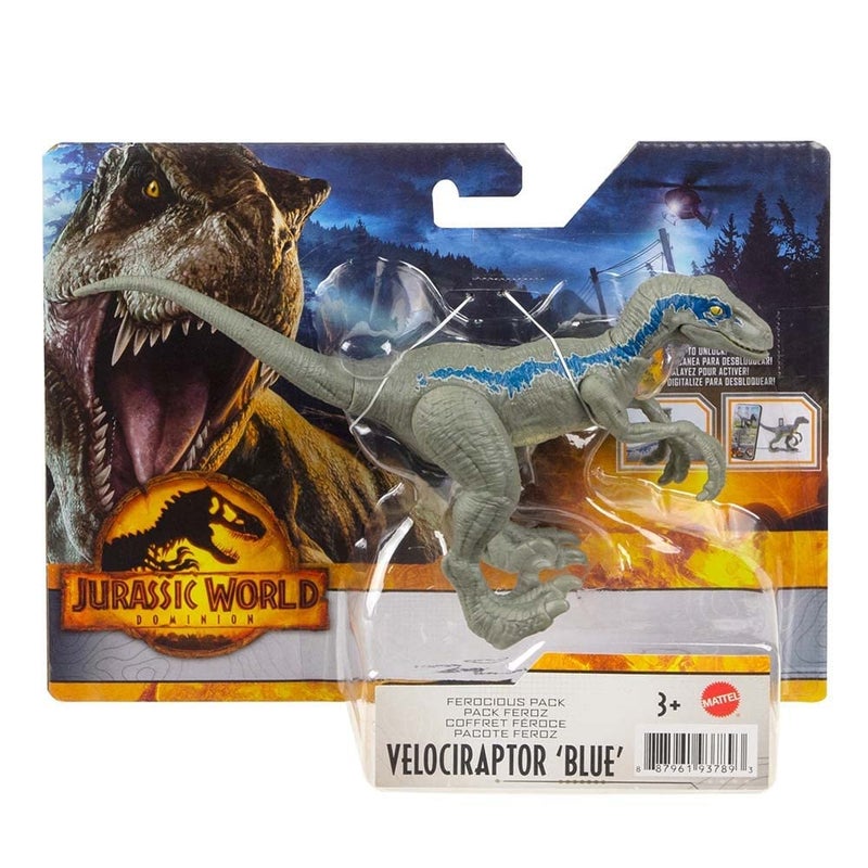 Jurassic World Dominion 2022 Movie Series Ferocious Pack Velociraptor Blue - Image 3