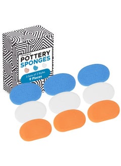 IMPRESA [9 Pack] Pottery Sponge 3 Sets Of 3 Densities Art Sponges For Painting & Clay Shaping Pottery Tools & Supplies Kidney Potter ™S Rib Art Ceramics Paint Sponge Liquid Sculpting Tool  - Image 1