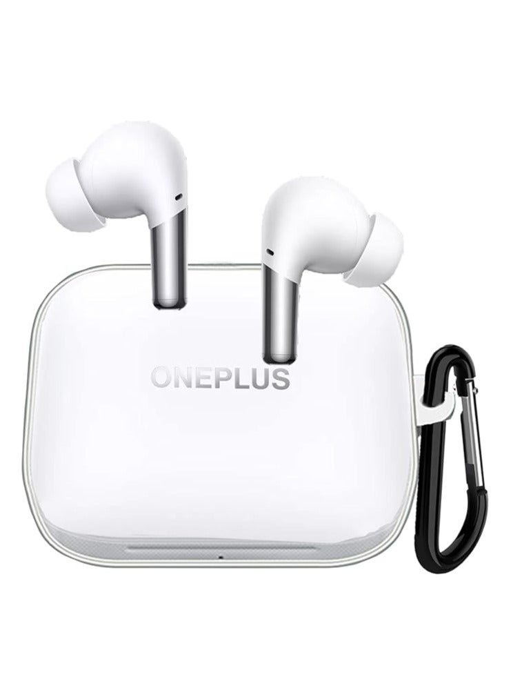 جراب متوافق مع OnePlus Buds 3، جراب TPU واقي مع سلسلة مفاتيح لـ OnePlus Buds Pro (شفاف) - Image 1