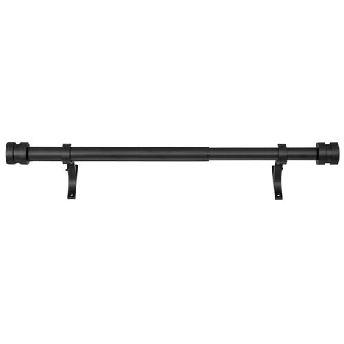 Joodxoe 12-20 inch Short Adjustable Matte Black Curtain Rods,1 inch Diameter Heavy Duty Side Curtain Rod Set with Aluminum Finals for Windows, Door, Drapery - Image 3