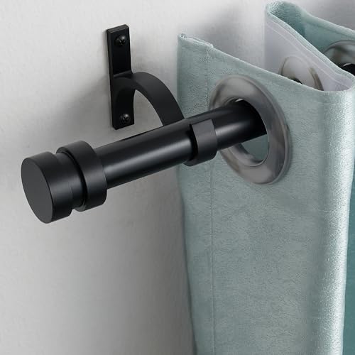 Joodxoe 12-20 inch Short Adjustable Matte Black Curtain Rods,1 inch Diameter Heavy Duty Side Curtain Rod Set with Aluminum Finals for Windows, Door, Drapery - Image 5