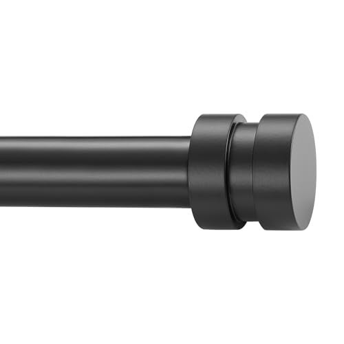 Joodxoe 12-20 inch Short Adjustable Matte Black Curtain Rods,1 inch Diameter Heavy Duty Side Curtain Rod Set with Aluminum Finals for Windows, Door, Drapery - Image 1