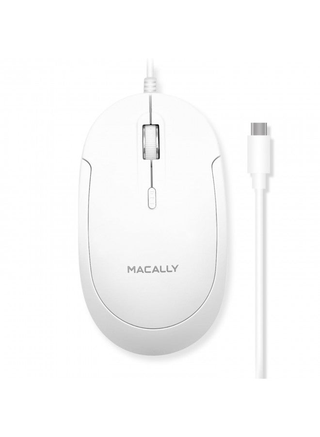 Macally Wired USB C Mouse for Mac and PC - Slim, Quiet, and Reliable - 3 Button Layout, Scroll Wheel, and 4 DPI Mode (800/1200/1600/2400) Type C Mouse for MacBook Pro/Air, iMac, Laptop - Image 1