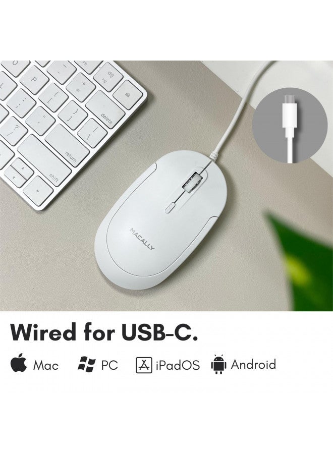 Macally Wired USB C Mouse for Mac and PC - Slim, Quiet, and Reliable - 3 Button Layout, Scroll Wheel, and 4 DPI Mode (800/1200/1600/2400) Type C Mouse for MacBook Pro/Air, iMac, Laptop - Image 2