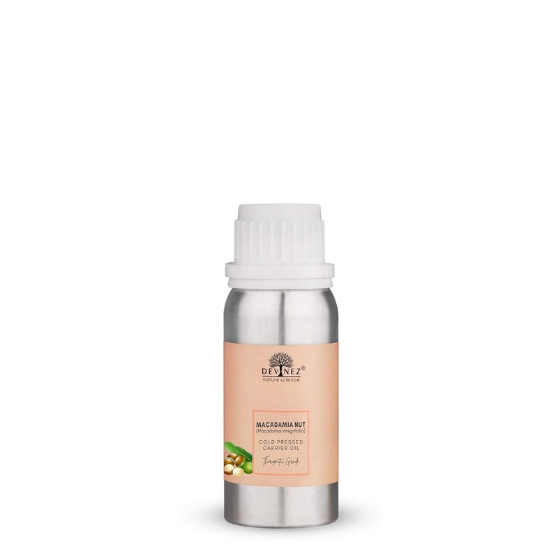 Devinez Macadamia Nut ColdPressed Oil 100ml NABL IFRA Certified 100 Pure Natural Undiluted in Anodized Aluminum Bottle Oleic Acid Omega 9 for Healthy Hair prevent wrinkles age spots and other signs of aging - Image 1