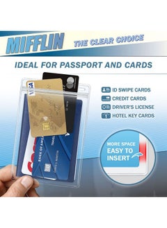 MIFFLIN Usa 4X6 Inch Plastic Card Holder And Lanyard Set (Black Lanyards Clear Xxl Pouch 5 Pack) Lanyard And Id Passport Holder Set Extra Large Name Badge Card Holder With Lanyards  - Image 3
