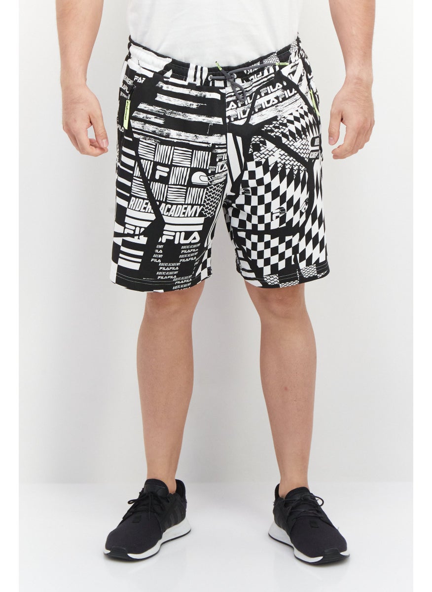 FILA Men Sportswear Fit Allover Print Training Shorts, Black  - Image 1