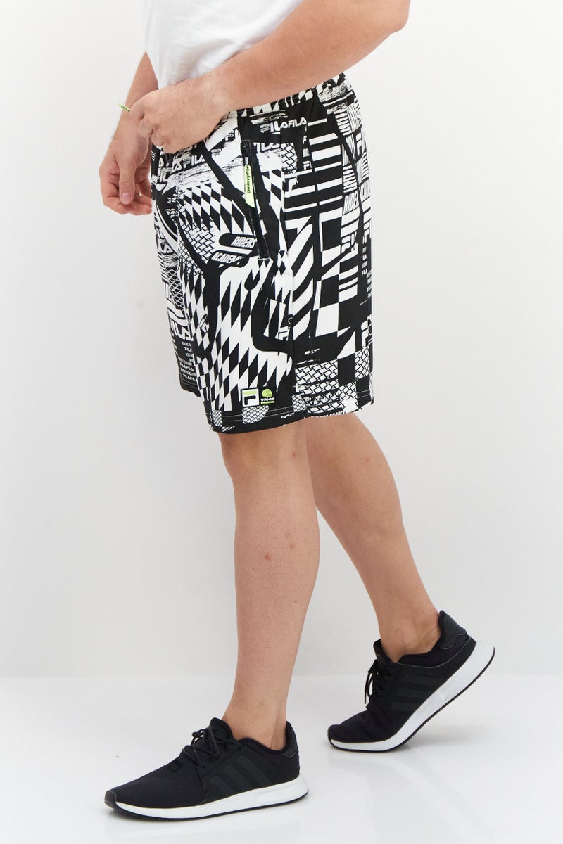FILA Men Sportswear Fit Allover Print Training Shorts, Black - Image 2