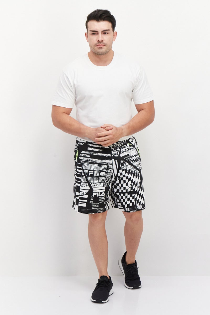 FILA Men Sportswear Fit Allover Print Training Shorts, Black - Image 4