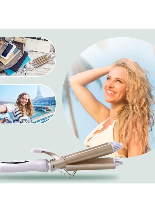 Geemy - Hair Curler 3 Barrels Curling Iron Professional Hair Curler Roller Wave Wand Ceramic Triple Barrel Curly Tong Hair Styling Tools - Image 1