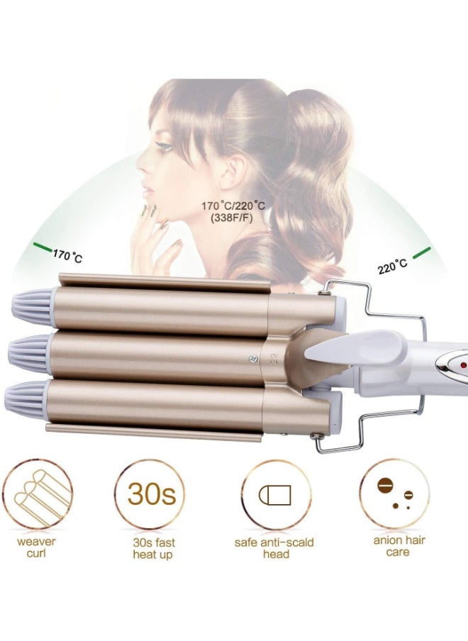 Geemy - Hair Curler 3 Barrels Curling Iron Professional Hair Curler Roller Wave Wand Ceramic Triple Barrel Curly Tong Hair Styling Tools - Image 1