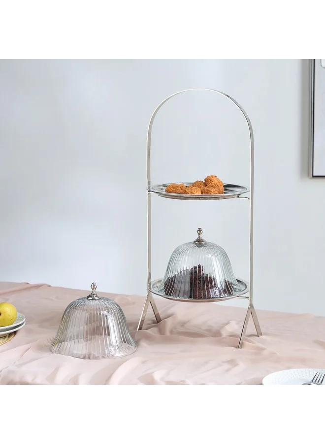 Home Box Oriental 2-Tier Stand with Cloche 24 x 37 x 25 cm