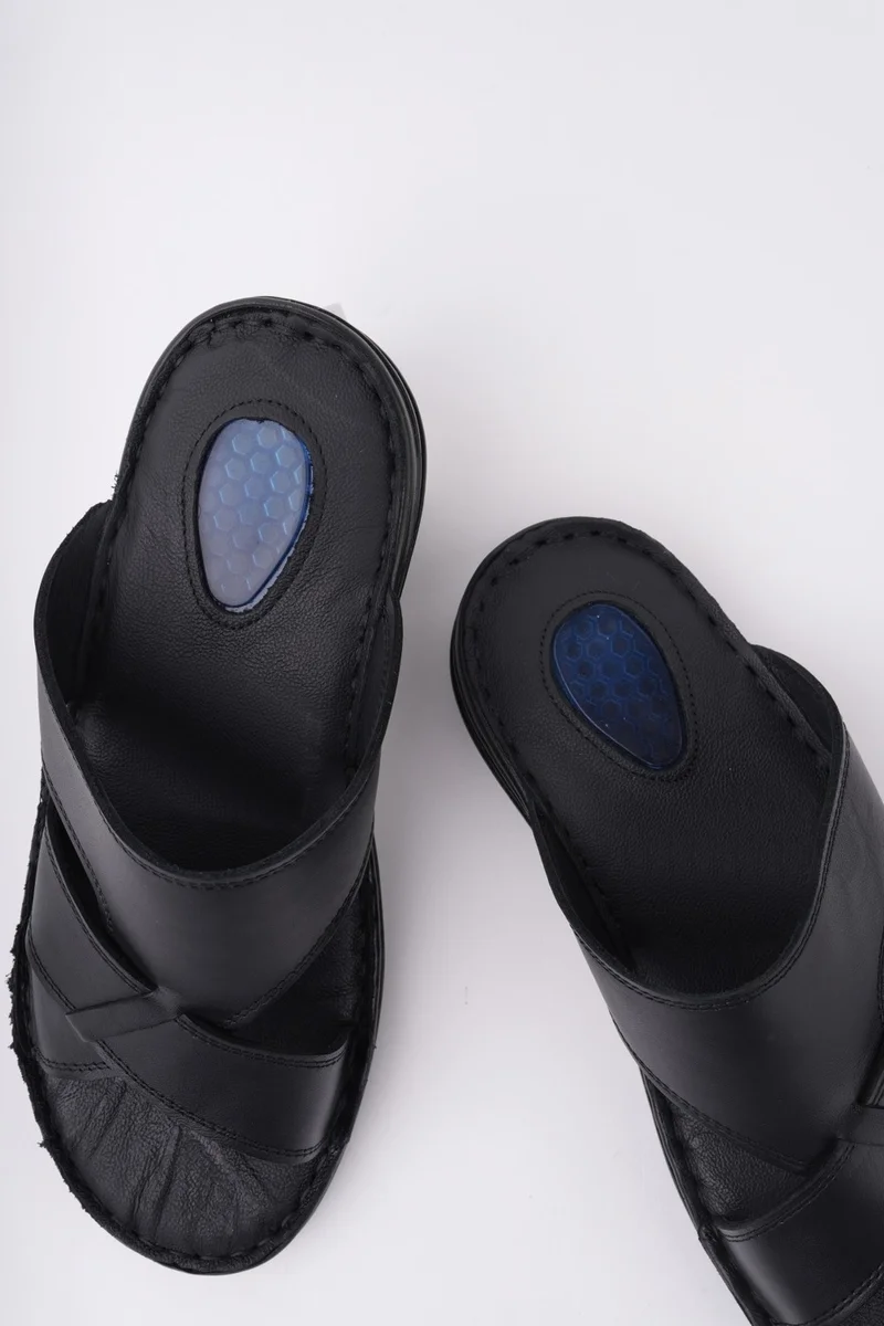 موغو Eco Guaranteed Men's Daily Leather Comfortable Soft Sole Orthopedic Slippers