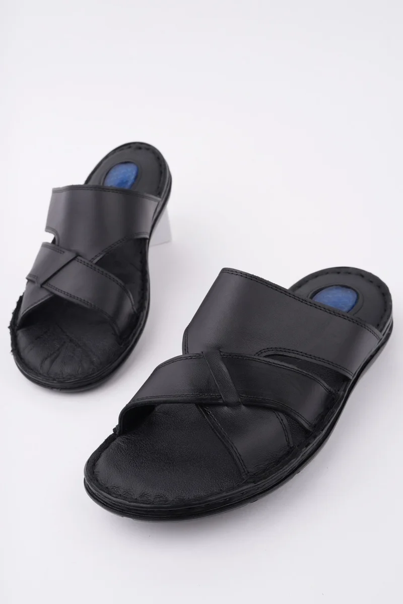 موغو Eco Guaranteed Men's Daily Leather Comfortable Soft Sole Orthopedic Slippers