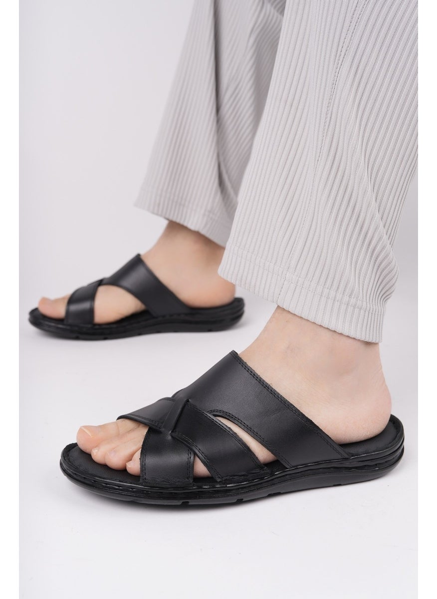 muggo Eco Guaranteed Men's Daily Leather Comfortable Soft Sole Orthopedic Slippers  - Image 3