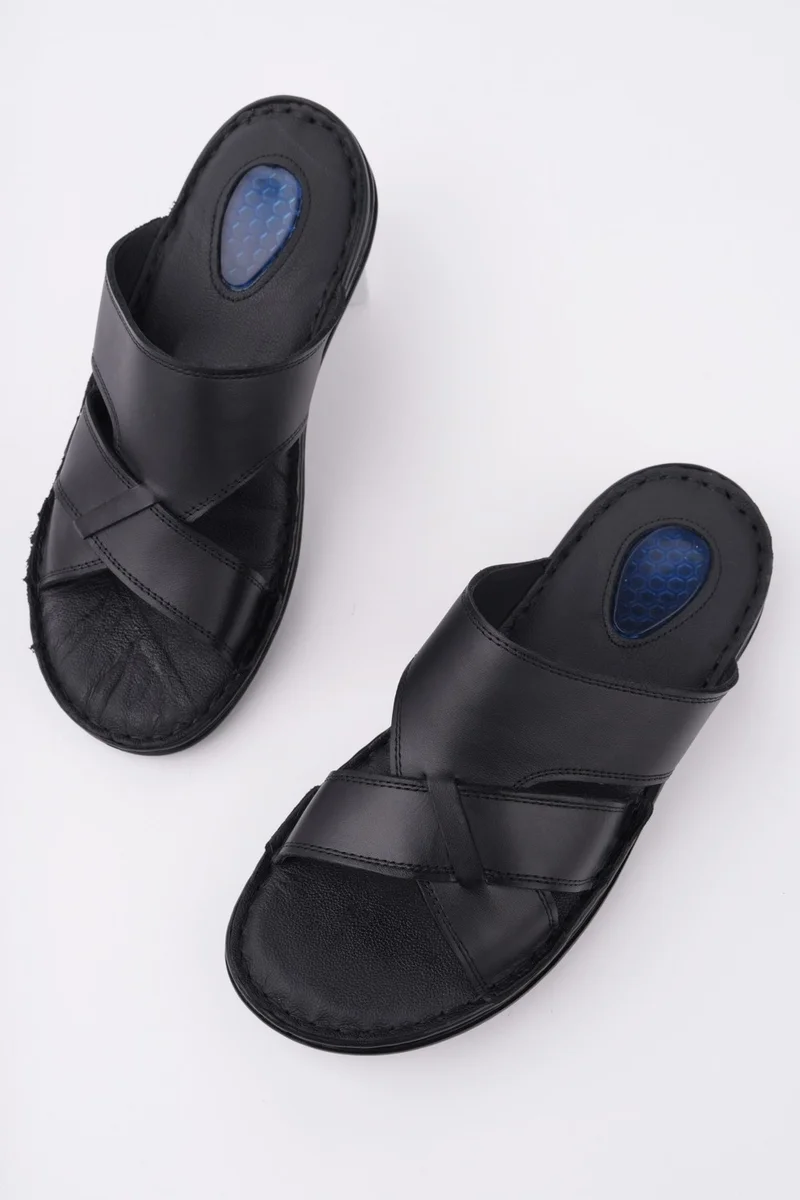 موغو Eco Guaranteed Men's Daily Leather Comfortable Soft Sole Orthopedic Slippers