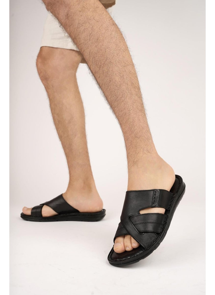 muggo Eco Guaranteed Men's Daily Leather Comfortable Soft Sole Orthopedic Slippers  - Image 4